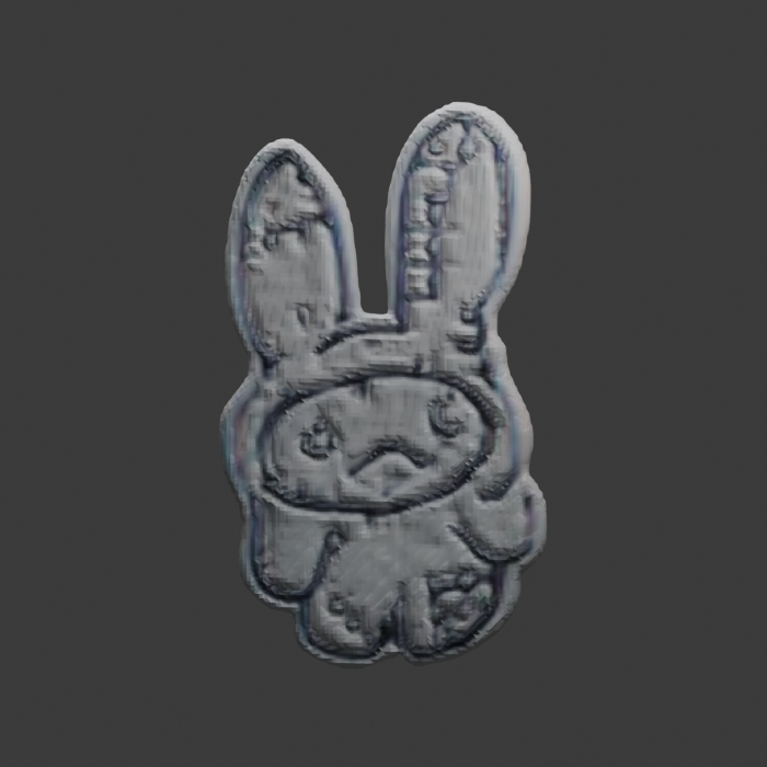 Actual generated rabbit front, showing coarse stitched details