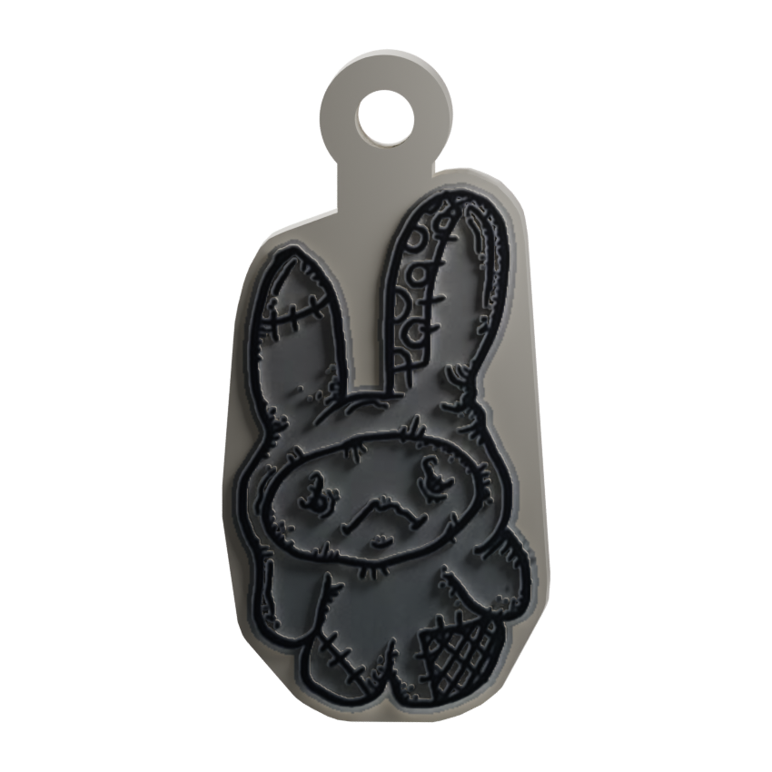 Original rabbit artwork digitally projected on the keychain