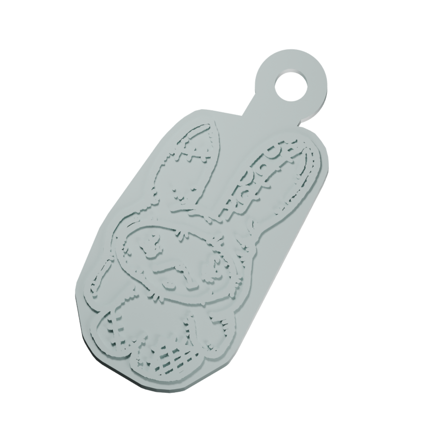 Stitched long-ear rabbit · Raised-Art Keychain design preview