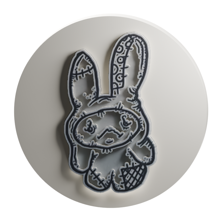 Original rabbit artwork digitally projected on the token