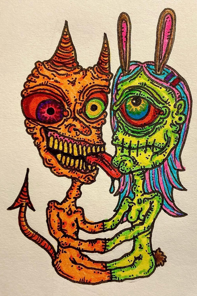 Horn-and-ear embrace · Art Print design preview