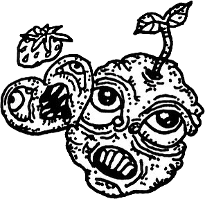 Connected pair of sprout faces · Art Print design preview