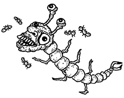 Book drawing Bug boy for Eight of Wands