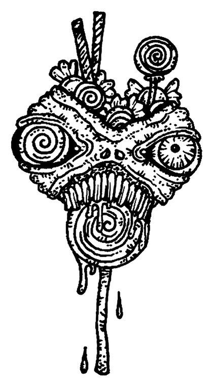 Book drawing Candy man for Nine of Cups