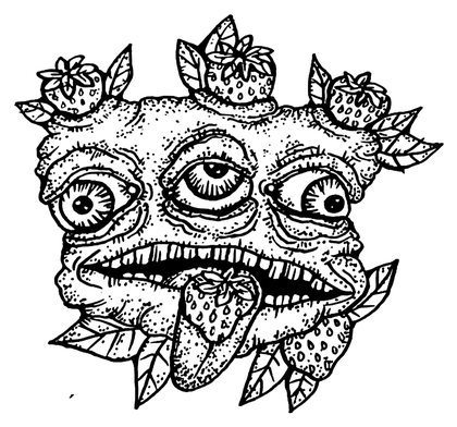 Book drawing Somethings been eating my berries for Queen of Pentacles