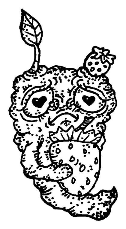 Book drawing Strawbaby for Nine of Pentacles
